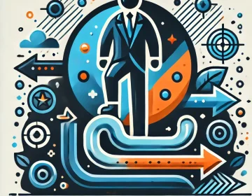 DALL·E 2025-02-13 14.40.46 - Create an icon with the theme 'Affrontare l'ignoto,' using the color scheme of dark blue, orange, and turquoise from a business logo. The design shoul